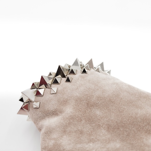 Christian Louboutin Grey Suede Studded Heeled Ankle Boots EU 37 - Picture 8 of 11